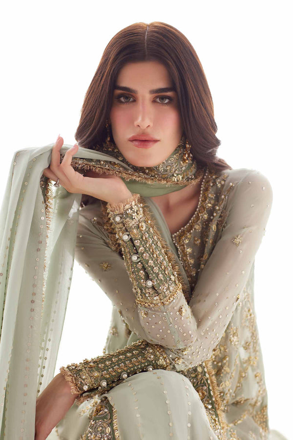 Pakistani Mint Gotta Sequin Chiffon Salwar Kameez (4-Piece) - Image 9