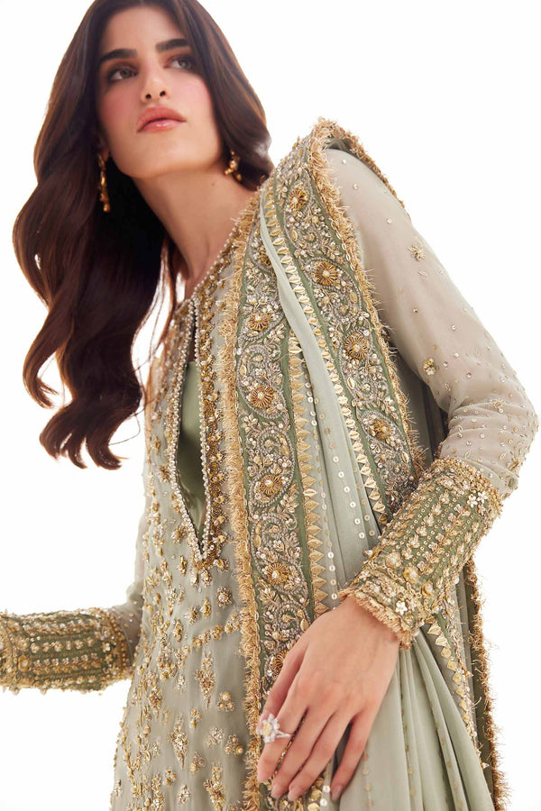 Pakistani Mint Gotta Sequin Chiffon Salwar Kameez (3-Piece) - Image 3