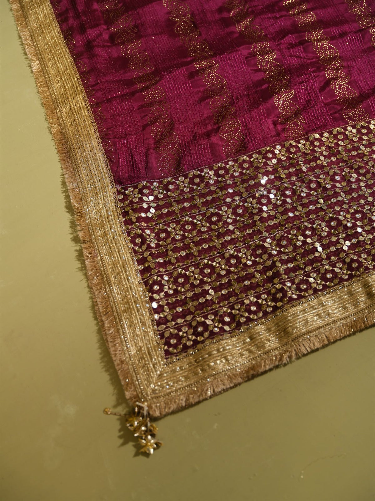 Emerald Green Embroidered Chiffon Salwar Kameez (3-Piece) - Image 9