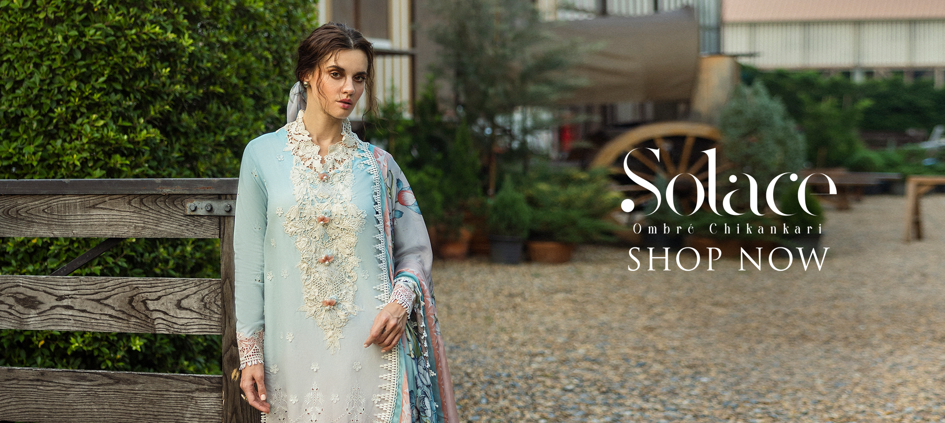 Mint Green Embroidered Kameez with Lilac Dupatta (3-Piece) - Image 9