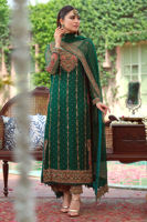 Pakistani Deep Green Handworked Chiffon Salwar Kameez (3-Piece) - Image 4