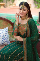 Pakistani Deep Green Handworked Chiffon Salwar Kameez (3-Piece) - Image 7
