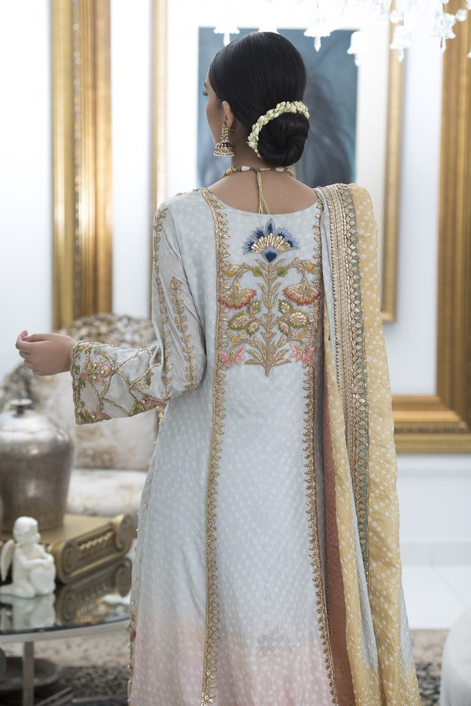 Ferozi Hand-Embellished Chunri Silk Long Shirt (3-Piece) - Image 3