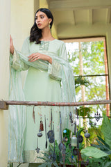 Mint Green Sequinned Georgette Chiffon Salwar Kameez (3-Piece) - Image 6