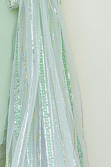 Mint Green Sequinned Georgette Chiffon Salwar Kameez (3-Piece) - Image 9