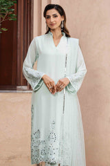 Pakistani Mint Green Mirror Work Georgette Chiffon Salwar Kameez (3-Piece) - Image 4