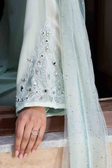 Pakistani Mint Green Mirror Work Georgette Chiffon Salwar Kameez (3-Piece) - Image 8