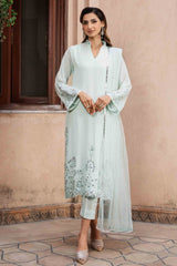 Pakistani Mint Green Mirror Work Georgette Chiffon Salwar Kameez (3-Piece) - Image 9