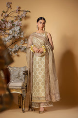 Pistachio Green Gota Khaadi Net Salwar Kameez (3-Piece) - Image 2