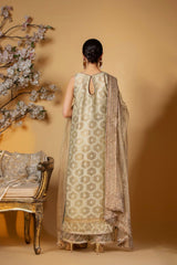 Pistachio Green Gota Khaadi Net Salwar Kameez (3-Piece) - Image 3