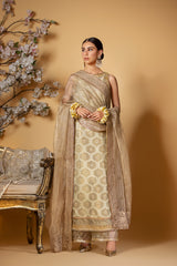 Pistachio Green Gota Khaadi Net Salwar Kameez (3-Piece) - Image 4