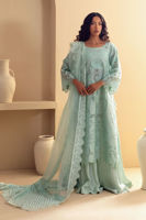 Pakistani Ice Green Embroidered Kora Cotton Salwar Kameez (3-Piece) - Image 2