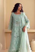 Pakistani Ice Green Embroidered Kora Cotton Salwar Kameez (3-Piece) - Image 4