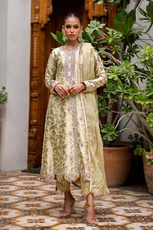 Olive Green Handcrafted Maisuri Salwar Kameez (3-Piece) - Image 1