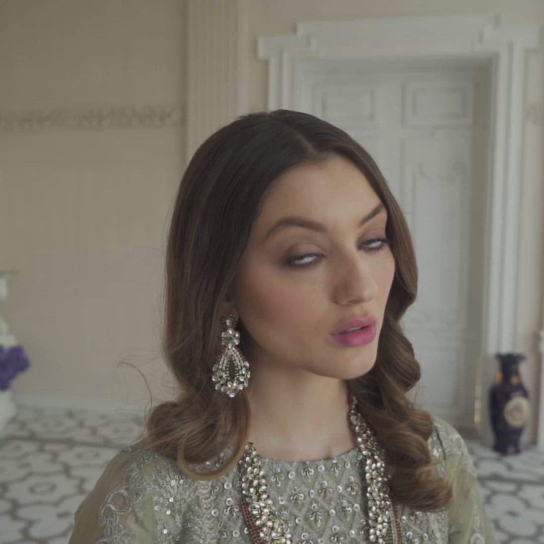 Sage Green Hand-Embellished Mesoori Salwar Kameez (3-Piece) - Image 6