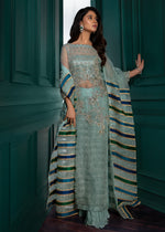 Pakistani Seafoam Embroidered Net Salwar Kameez (3-Piece) - Image 3