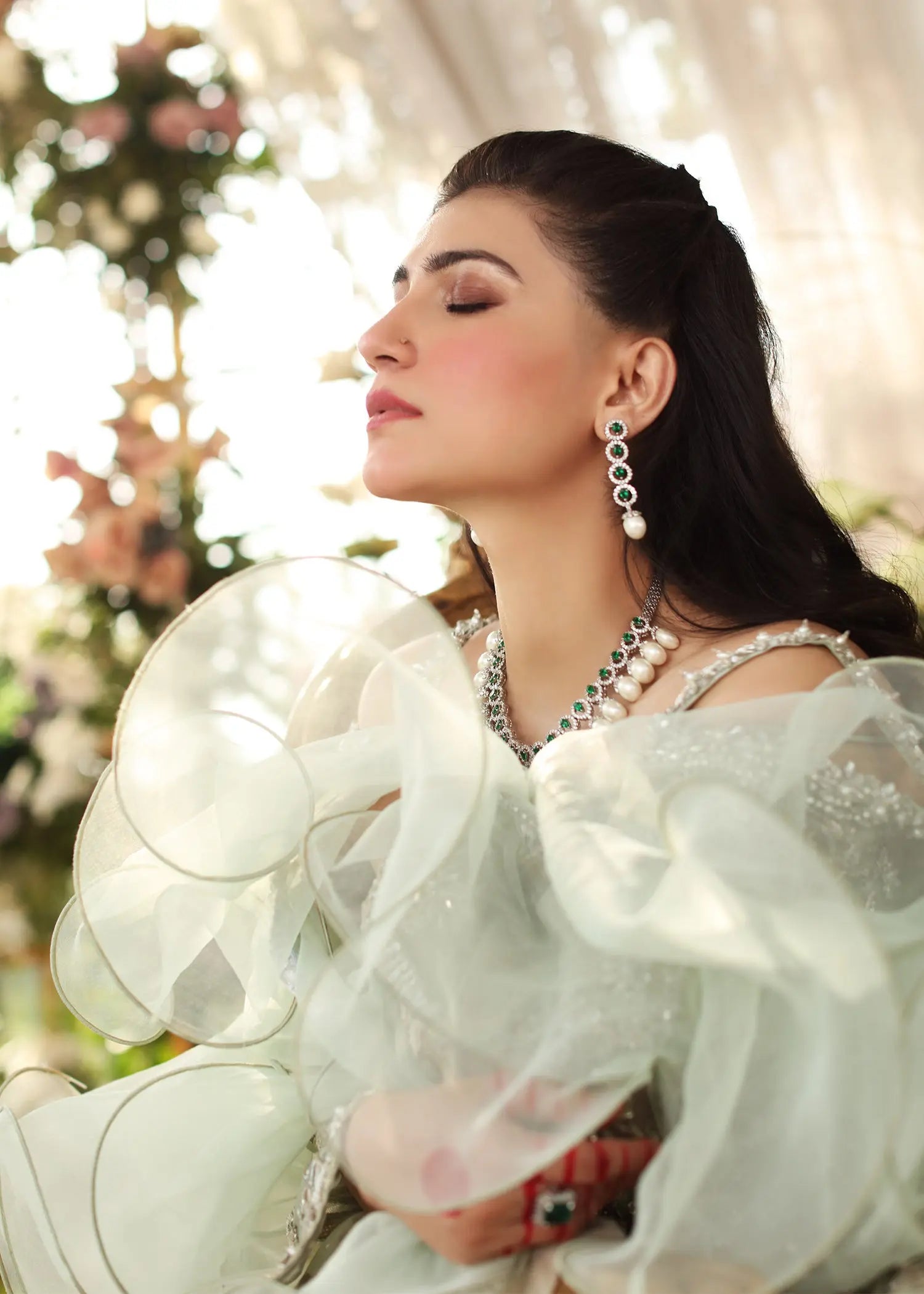 Mint Green Embellished Net & Silk Salwar Kameez (3-Piece) - Image 5