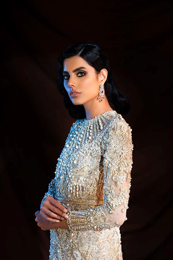 Pakistani Green Zardozi Net Silk-Blend Bridal Trouser Set (2-Piece) - Image 3