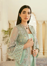 Pakistani Mint Green Hand-Embellished Organza & Net Jacket (3-Piece) - Image 3