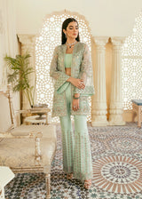 Pakistani Mint Green Hand-Embellished Organza & Net Jacket (3-Piece) - Image 4