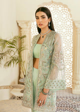 Pakistani Mint Green Hand-Embellished Organza & Net Jacket (3-Piece) - Image 5
