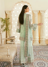 Pakistani Mint Green Hand-Embellished Organza & Net Jacket (3-Piece) - Image 6