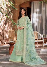 Mint Green Hand-Embellished Organza Salwar Kameez (3-Piece) - Image 2