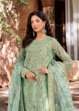 Mint Green Hand-Embellished Organza Salwar Kameez (3-Piece) - Image 3