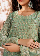 Mint Green Hand-Embellished Organza Salwar Kameez (3-Piece) - Image 5