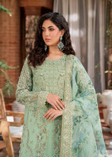Mint Green Hand-Embellished Organza Salwar Kameez (3-Piece) - Image 6