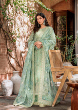 Mint Green Hand-Embellished Organza Salwar Kameez (3-Piece) - Image 7