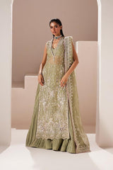 Sage Green Embellished Organza Salwar Kameez (3-Piece) - Image 2