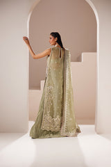 Sage Green Embellished Organza Salwar Kameez (3-Piece) - Image 3