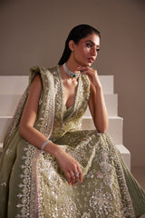Sage Green Embellished Organza Salwar Kameez (3-Piece) - Image 6