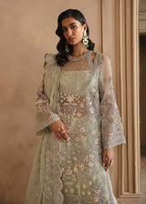 Pakistani Sage Green Hand-Embellished Organza Salwar Kameez (3-Piece) - Image 5