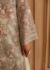 Pakistani Sage Green Hand-Embellished Organza Salwar Kameez (3-Piece) - Image 7