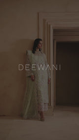 Pakistani Sage Green Hand-Embellished Organza Salwar Kameez (3-Piece) - Image 9