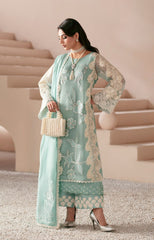 Pakistani Seafoam Embroidered Organza Salwar Kameez (3-Piece) - Image 3