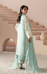Pakistani Seafoam Embroidered Organza Salwar Kameez (3-Piece) - Image 4
