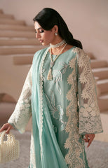 Pakistani Seafoam Embroidered Organza Salwar Kameez (3-Piece) - Image 5