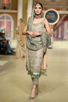 Sage Green Embellished Organza Salwar Kameez (3-Piece) - Image 2