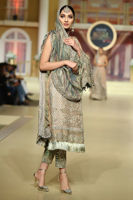 Sage Green Embellished Organza Salwar Kameez (3-Piece) - Image 3
