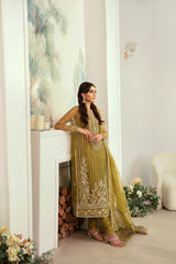 Olive Green Embroidered Organza Salwar Kameez (3-Piece) - Image 4