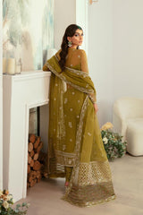 Olive Green Embroidered Organza Salwar Kameez (3-Piece) - Image 6