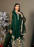 Emerald Green Embroidered Organza & Silk Salwar Kameez (4-Piece) - Image 5