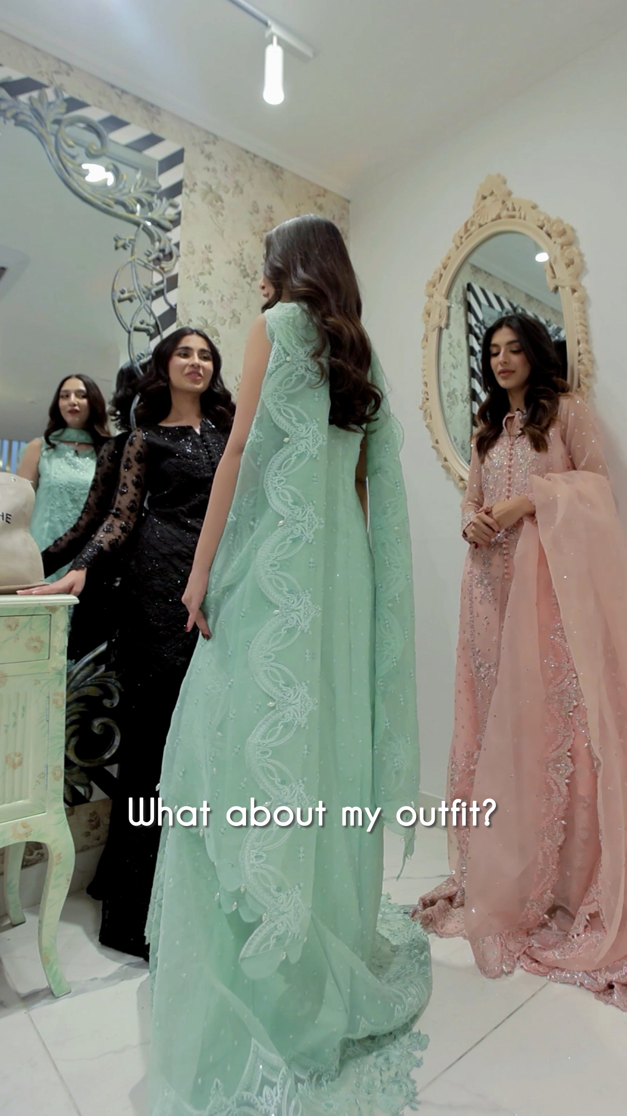 Mint Green Embroidered Organza Salwar Kameez (3-Piece) - Image 5