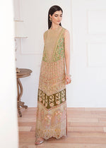 Pakistani Olive Green Embroidered Organza Salwar Kameez (3-Piece) - Image 2