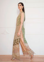 Pakistani Olive Green Embroidered Organza Salwar Kameez (3-Piece) - Image 3