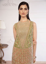 Pakistani Olive Green Embroidered Organza Salwar Kameez (3-Piece) - Image 6