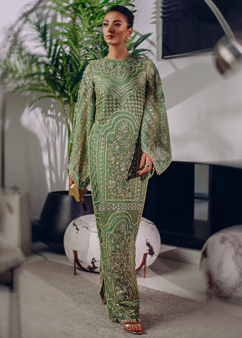 Green Embroidered Organza Salwar Kameez (3-Piece) - Image 1